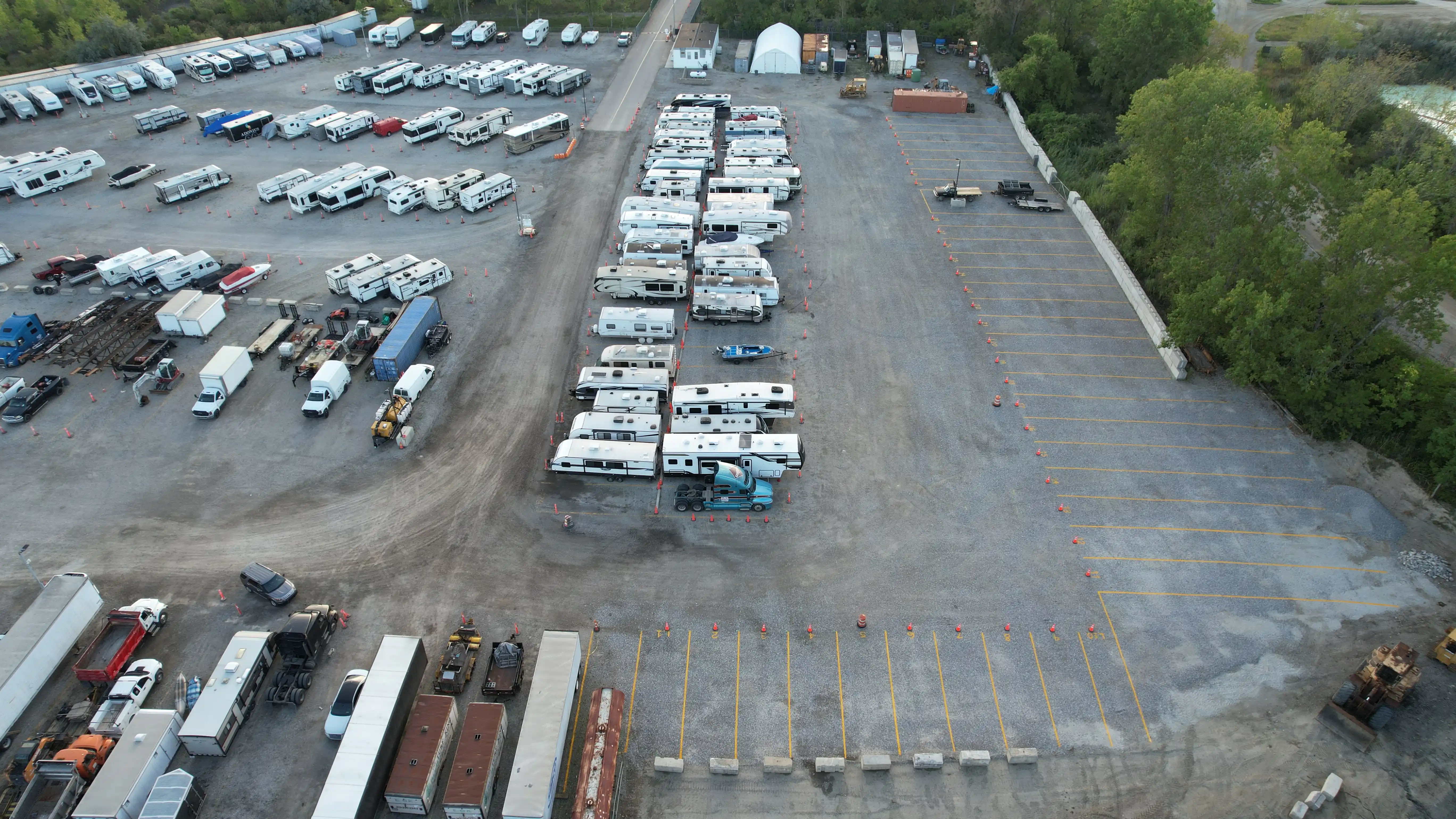 Aerial view of the Star Storage property showing the perimeter and stored recreational vehicles